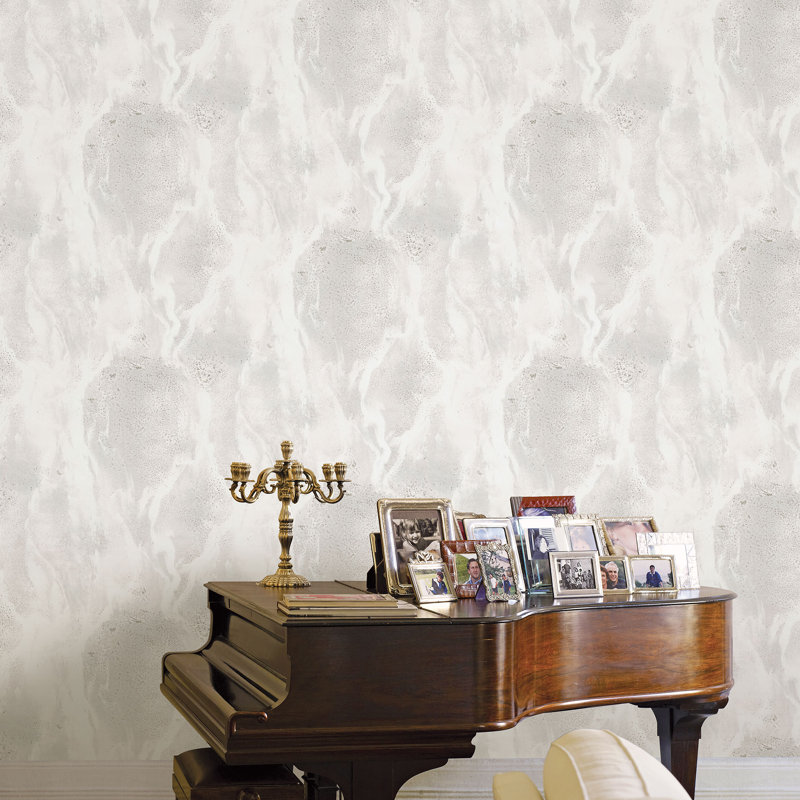 Opulence Luxury Italian Marble Texture Double Width 33' L x 42" W Wallpaper Roll, Greige