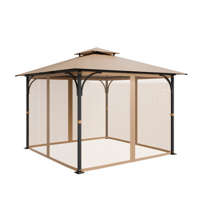 Moustiquaires de remplacement pour moustiquaire de remplacement, moustiquaire à 4 panneaux avec double fermeture à glissière pour auvent 10 x 10 pi, kaki