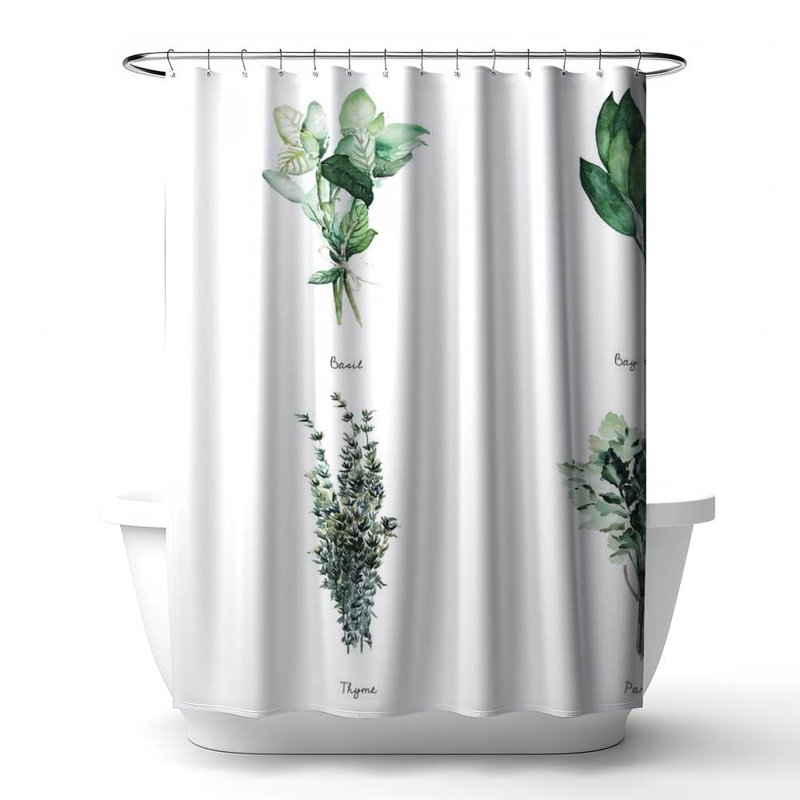 Floral – Polyester Shower Curtain, Dye Sublimation Print, 71" W × 74" L