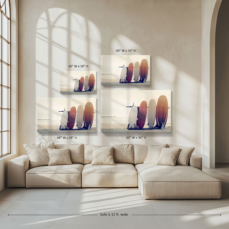 "Waiting for the Surf" par Mike Calascibetta, reproduction sur toile, H 24 po x l 40 po x P 1,5 po