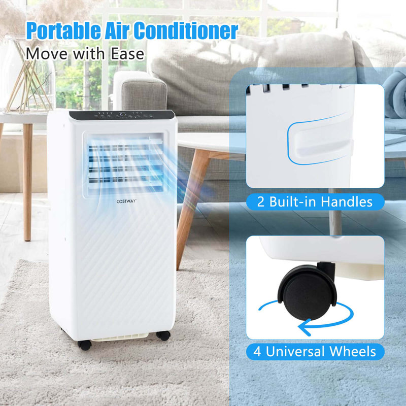 Costway 6500 Btu(10000 Btu Ashrae) Portable Air Conditioner 3 -in-1 Air Cooler Dehumidifier Fan 24h Timer