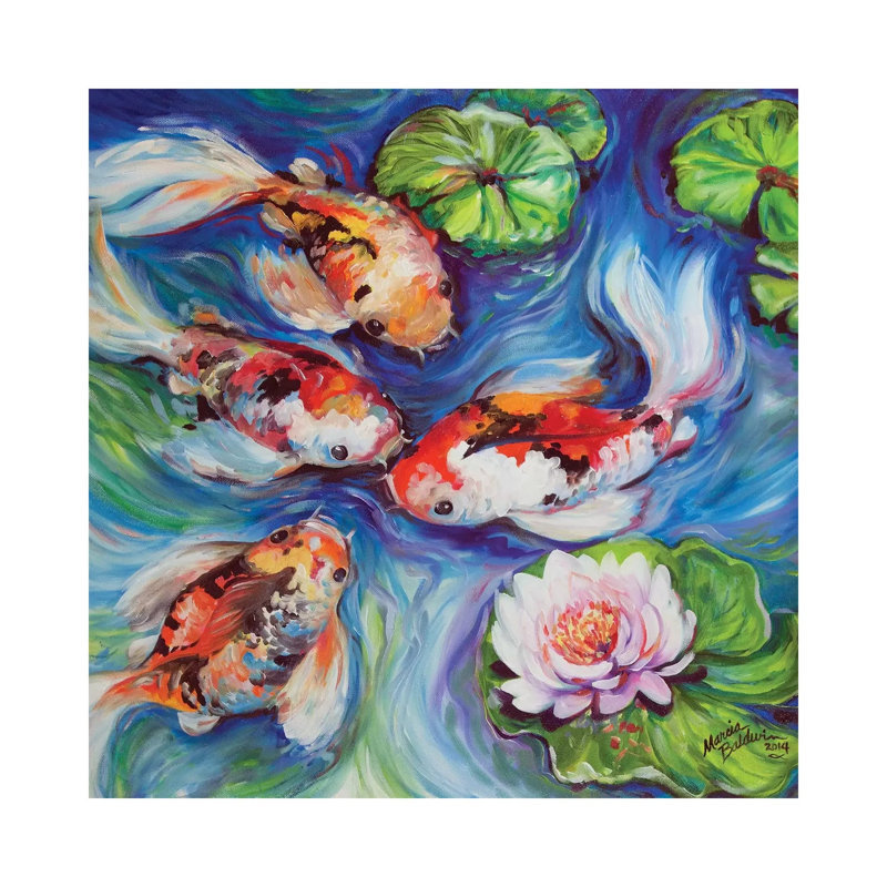 Happiness Koi Dance by Marcia Baldwin - Wrapped Canvas Print, 45.72 cm H x 45.72 cm W x 1.91 cm D