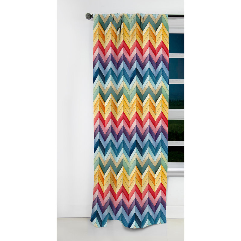 Watercolor Caprice - Motif à chevrons multicolore II - Rideau occultant à chevrons - 1 panneau, L 52 po x L 90 po