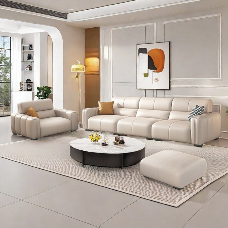 Minimalist modern in-line sofa set