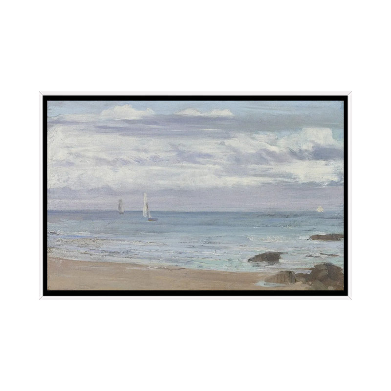 «Blue and Silver Trouville», reproduction d'art sur toile encadrée, 26 po x 40 po, Toile avec cadre, Blanc
