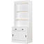 White Modern Rectangle 83.4" Tall Bookcase With 3 - Layer Led Lights, Open Shelves, 1 Drawer And 2 Slide Doors, Made For Home Storage Lighting, Bedroom Aesthetic, Solid Wood Frame-158566517