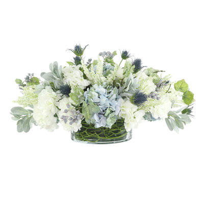 Mixed Floral Arrangement with Hydrangeas, Thistle and Protea