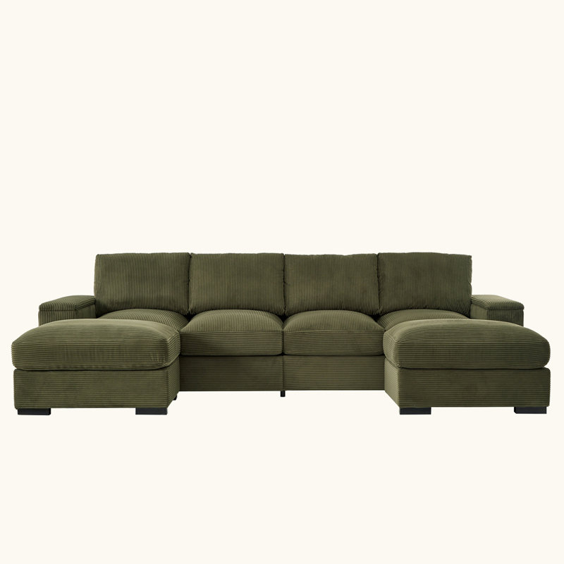 Canapé modulaire à assise profonde avec repose-pieds, Vert