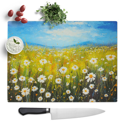 Daisy Colour Field  Glass Chopping Board