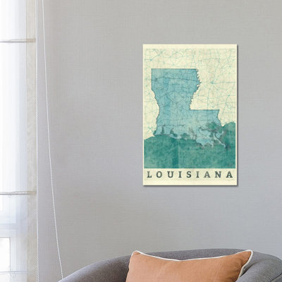 Louisiana Map by Hubert Roguski - Wrapped Canvas Print