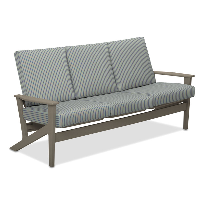 Chrisa 74.5'' Wide Patio Sofa with Cushions, Queensbury, Desert