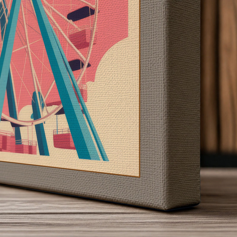 Carnival Wheel Retro - Wrapped Canvas, 36x24 - 91.4 x 61.0 cm, Taupe Border