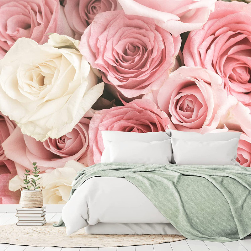 Murale pelez et collez Roses, L 66 po x l 96 po