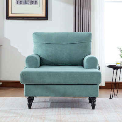 Canapé inclinable moderne en tissu de chenille moderne et minimaliste en tissu avec dossier et pieds de canapé en bois avec dossier confortable et accoudoirs Poches latérales de rangement pour bureau