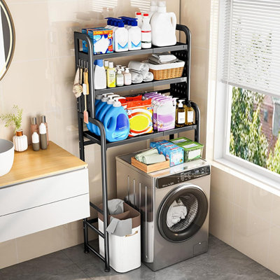 Étagère de rangement extensible à 3 niveaux au-dessus de la laveuse et de la sécheuse