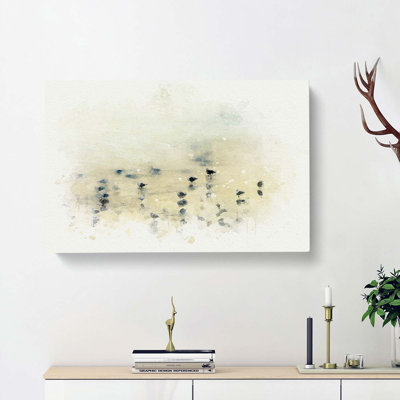 Seagulls Upon The Beach In Abstract - Wrapped Canvas