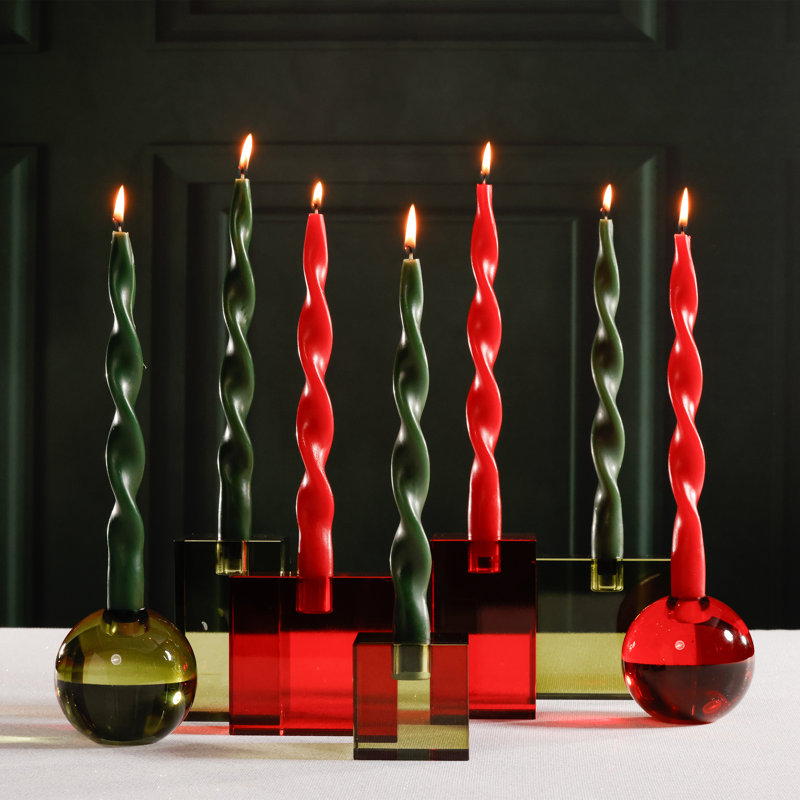Ensemble de 12 chandelles formelles Lumière Twist - Décoration de table des fêtes, Cône 10 po x 0,875 po, Dune ambrée