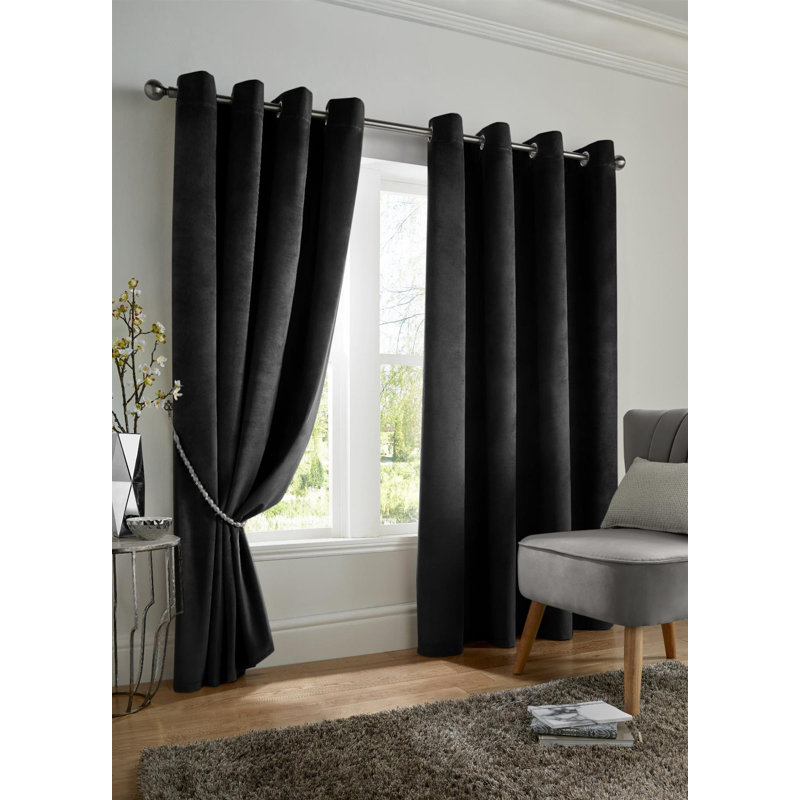 Liev Polyester Eyelet Room Darkening Thermal Curtains, 167cm Width x 137cm Drop, Silver