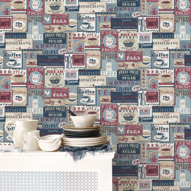 Buckhurst .1m x 53cm Matte Paste the Wall Wallpaper Roll, Blue/Red