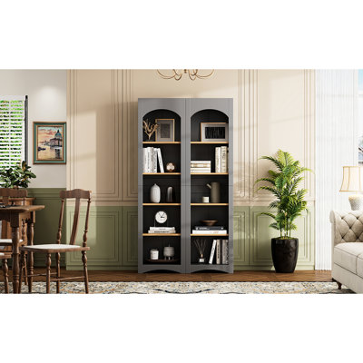 Armoire, gris H 72 po avec tablettes réglables pour la chambre à coucher, salle de bain de bureau à domicile, bureau, style rustique