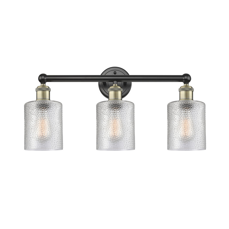 Éclairage pour meuble-lavabo 3 lumières 23 pouces Karon, Transparent, Laiton antique noir