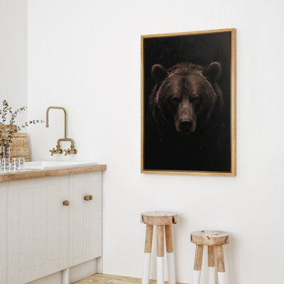 Moody Brown Bear Close Up Portrait Wildlife Art Framed Canvas Master Bedroom Wall Art Work Print