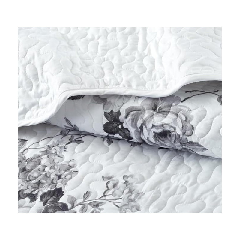 Andrena Microfiber Polyester Bedspread with Pillow Shams Included, Floral, Super King Bedspread + 2 Standard Pillow Shams