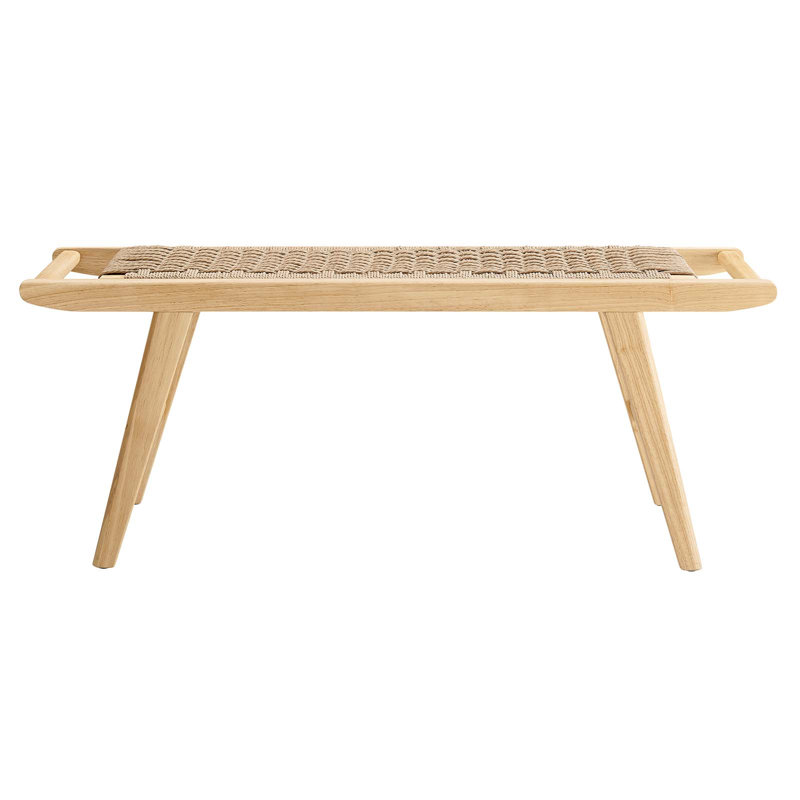 Saoirse 47" Woven Rope Wood Bench, Natural, Natural