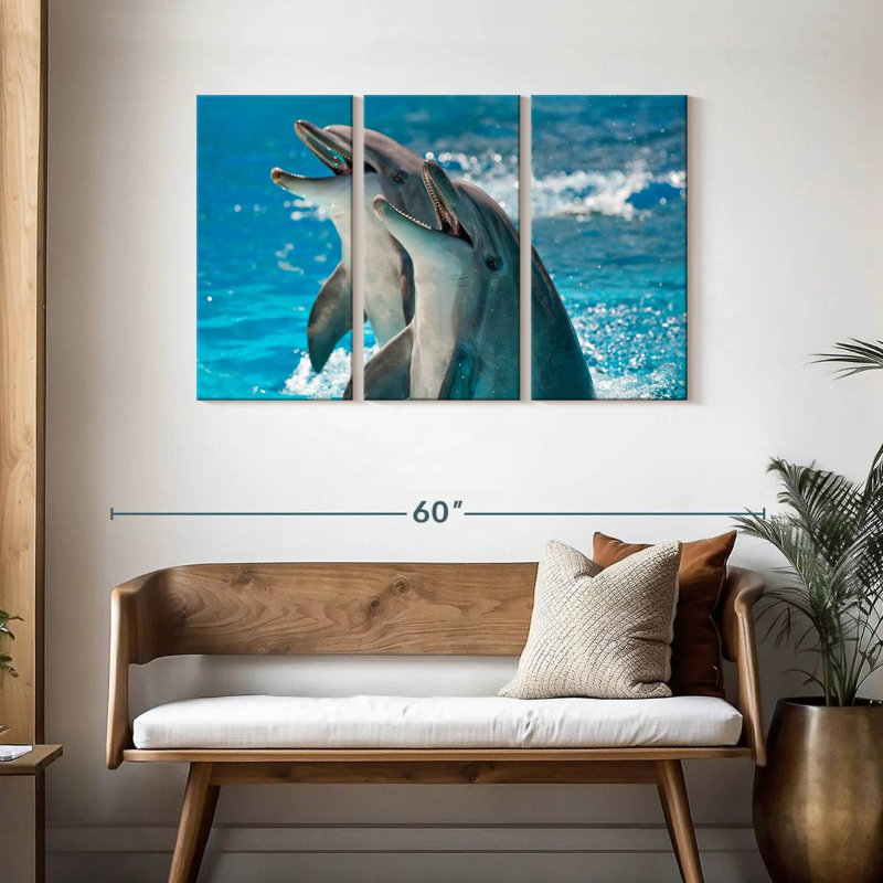 Brampt Excited Dolphins, 28" H x 45" W
