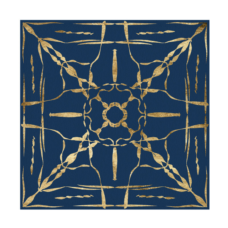 «Motif On Blue IV» sur toile, H 18 po x l 18 po