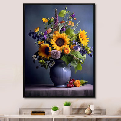 Nature morte avec des tournesols dans un vase I - impression