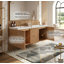 Meuble-lavabo double flottant 47,24 po avec comptoir SMC, armoire murale moderne avec 2 tiroirs et portes à fermeture en douceur, bois naturel
