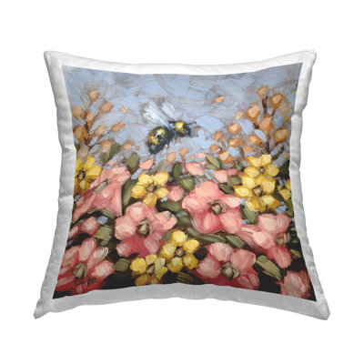 Coussin Bumblebee Blooming Flower Meadow