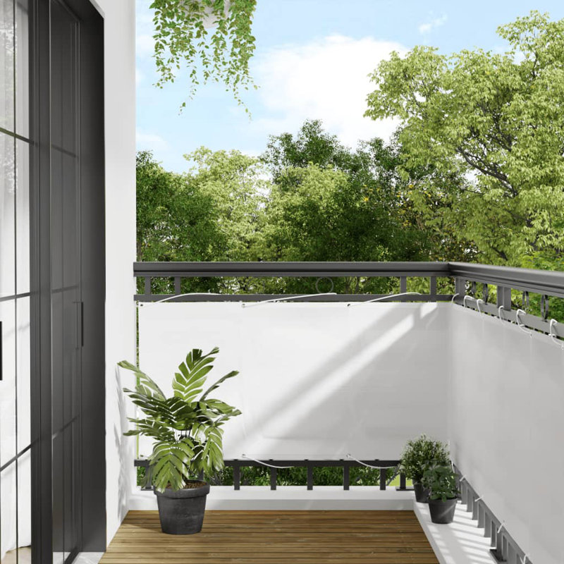 Écran de balcon 100% polyester Vidaxl Oxford, L 393,7 po x P 47,2 po, Blanc