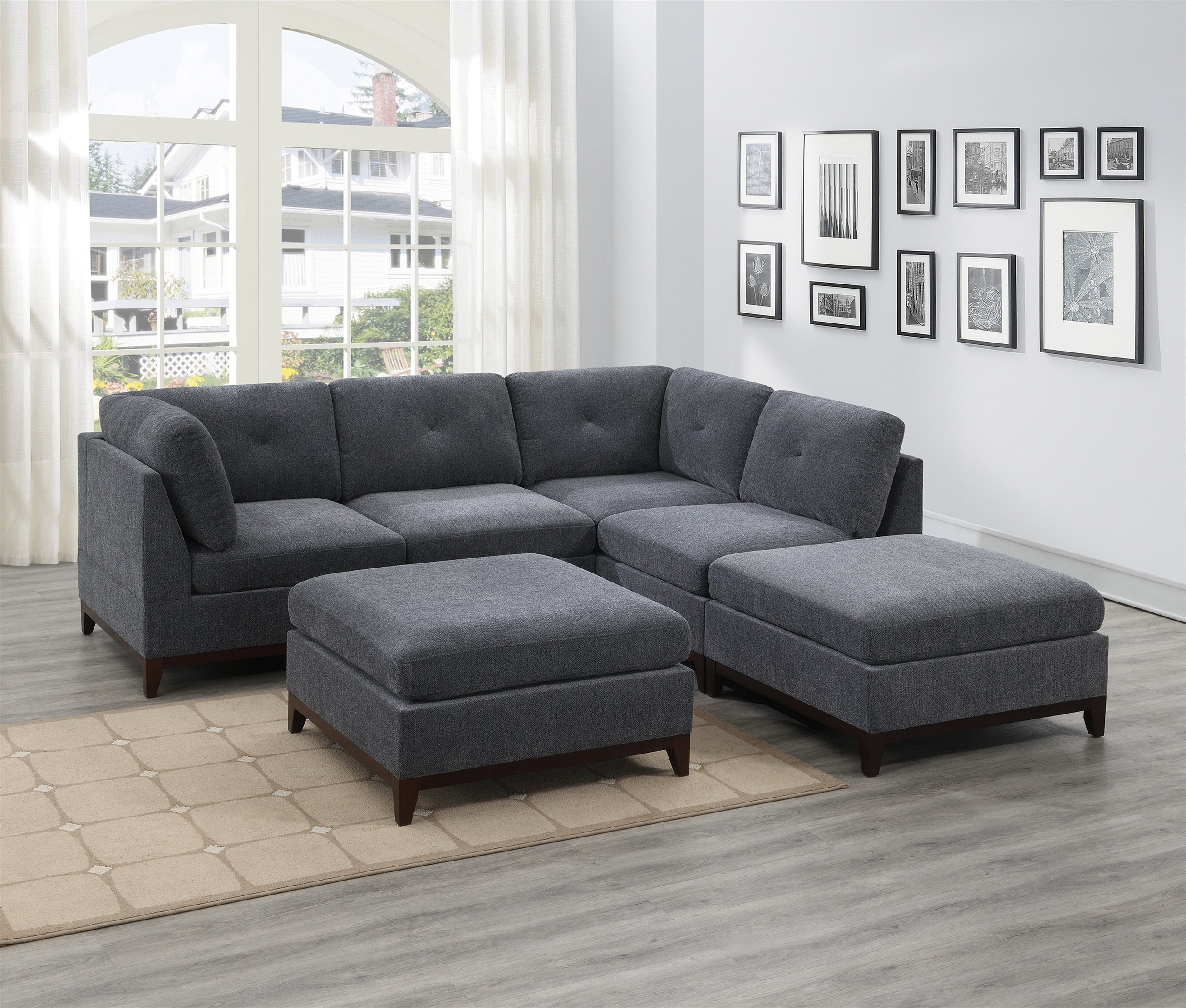 Hokku Designs Chenille Fabric Modular Sectional 6Pc Set Living Room ...