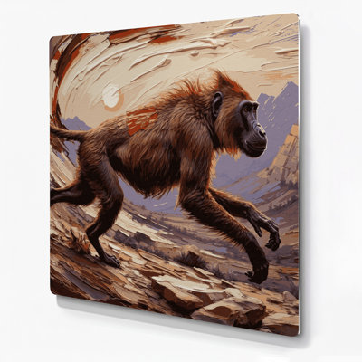 Faune, art mural en métal brun Gelada