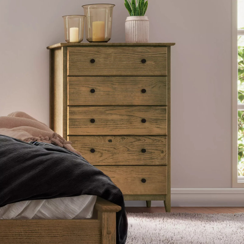 Commode 5 tiroirs Greenport, Hickory brossé