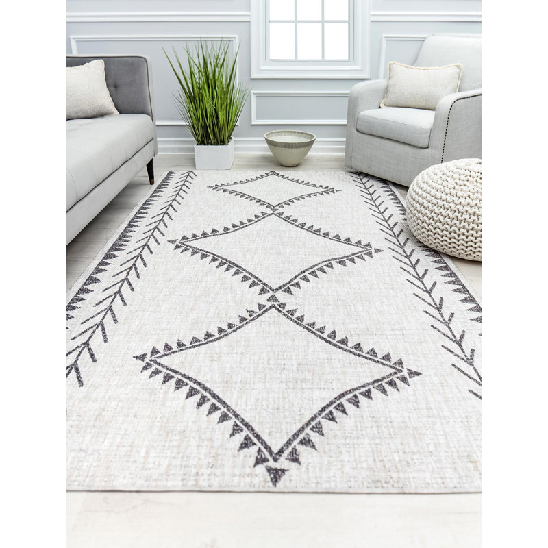 Tapis gris Celestia Tribal Angelica, Tapis de couloir 2 pi 6 po x 8 pi