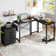 Office Set: L-Shaped Desk And 5 Drawers Mobile File Cabinet