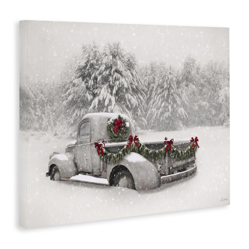 Toile de camion enneigée blanche antique, design par Lori Deiter, H 36 po x l 48 po