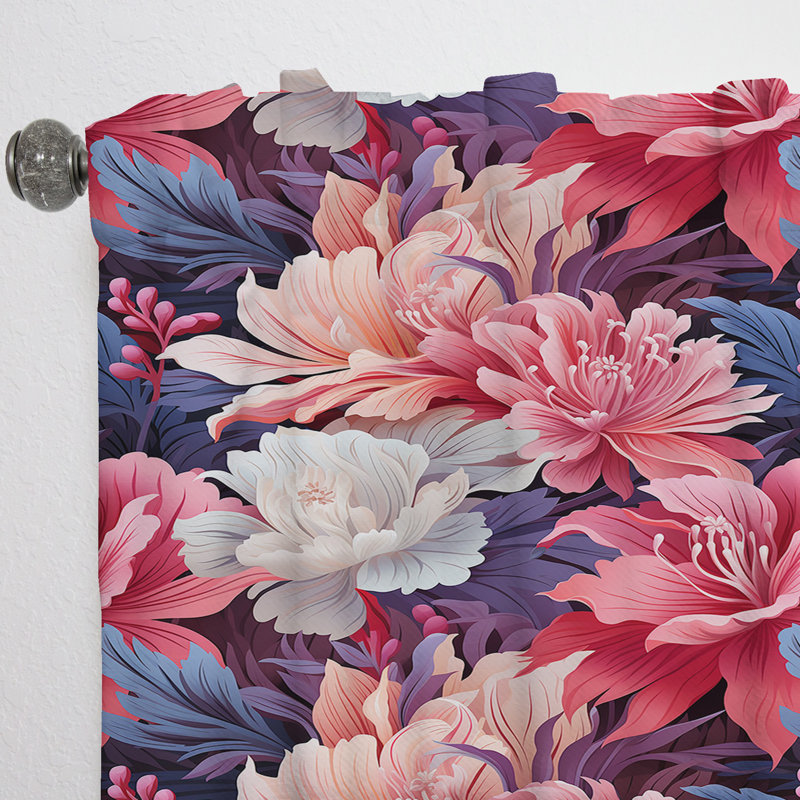 Corail Mirage Vii motif tropical I - Rideau tropical - Velours obscurcissant - 1 panneau, L 52 po x L 95 po