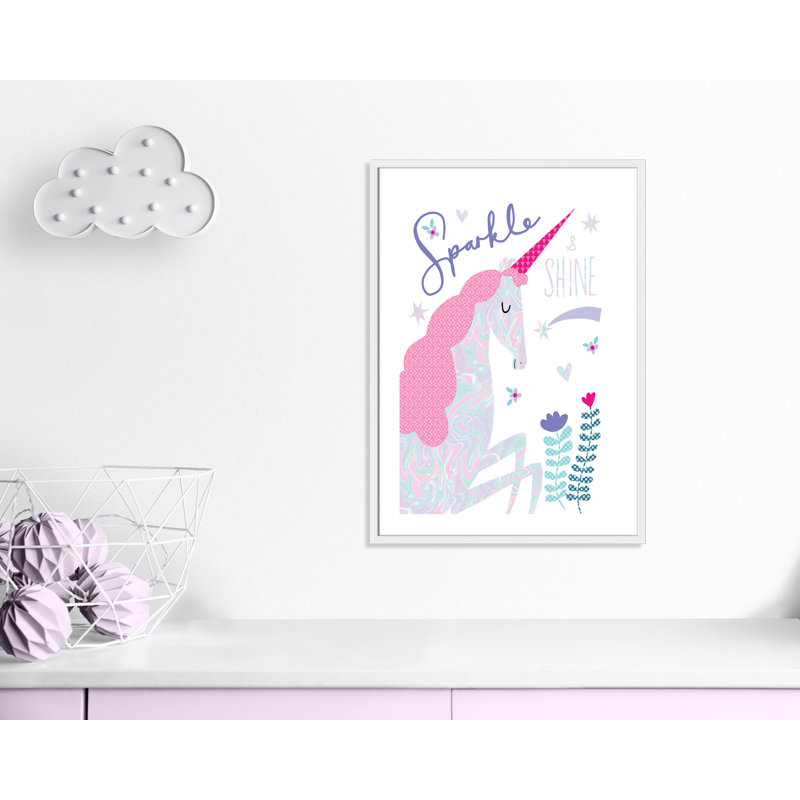 «Sparkle Unicorn», art encadré, H 34,5 po x l 24,5 po x P 0,63 po, Cadre blanc