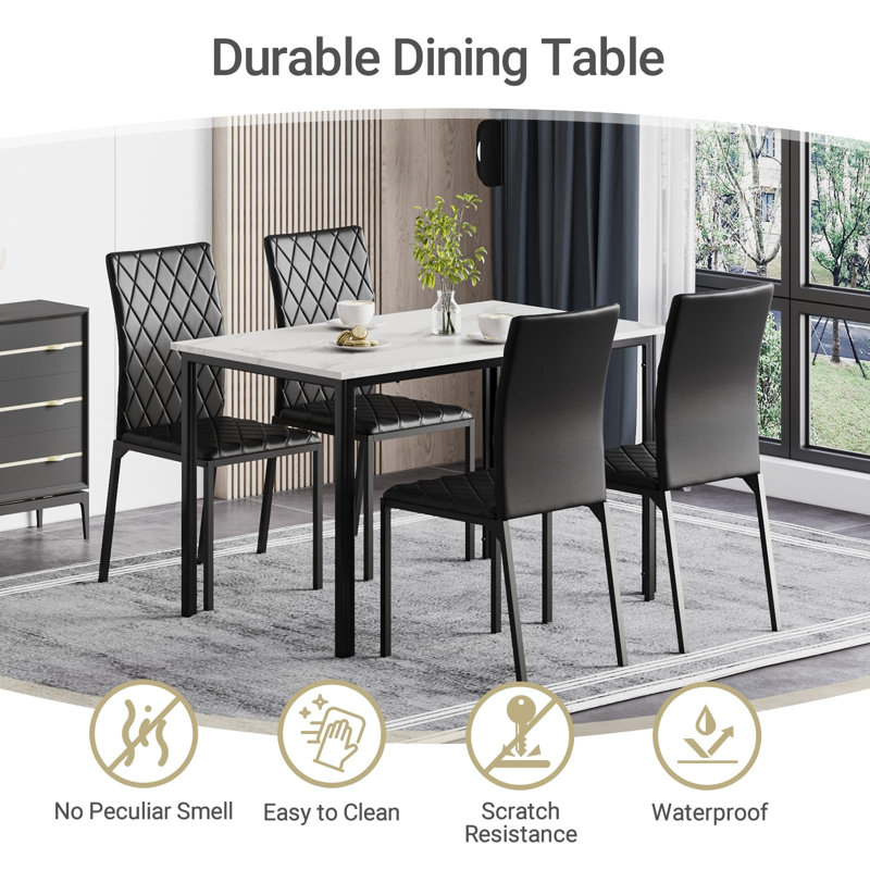 Dining Set, Black, White
