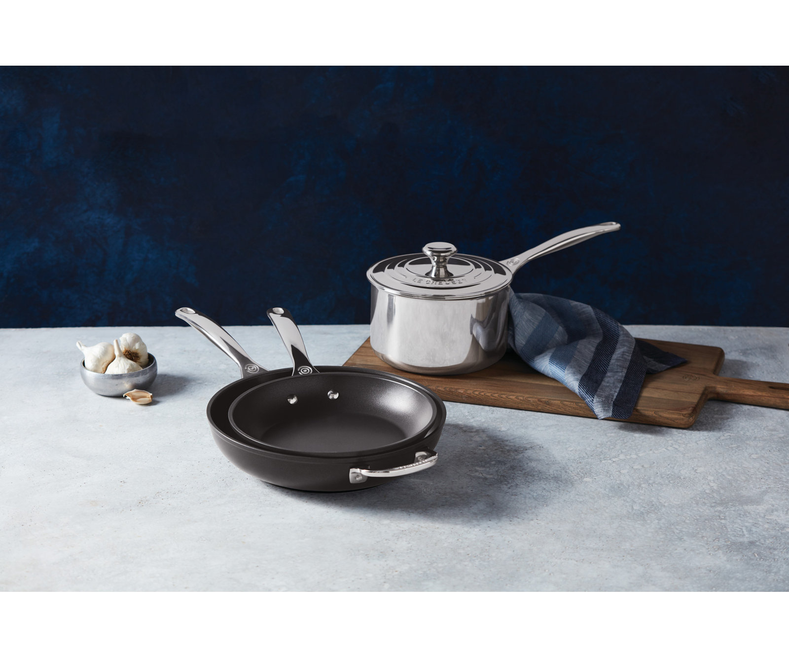 Le Creuset Stainless Steel Saucepan with Lid, 3 qt.