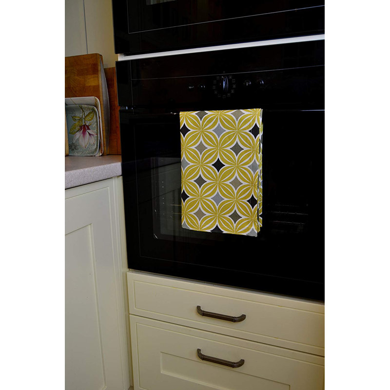 Amethy Cotton Jacquard Kitchen Towel, Ochre Yellow