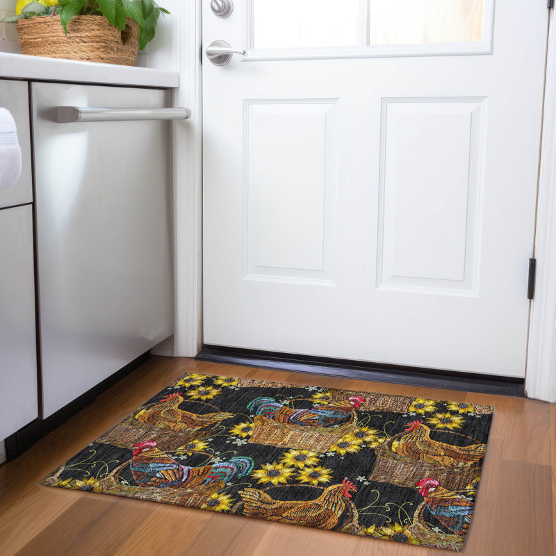 Premium Machine Washable Chiekezi AMF157 Midnight Rug, Rectangle 1'8" x 2'6"