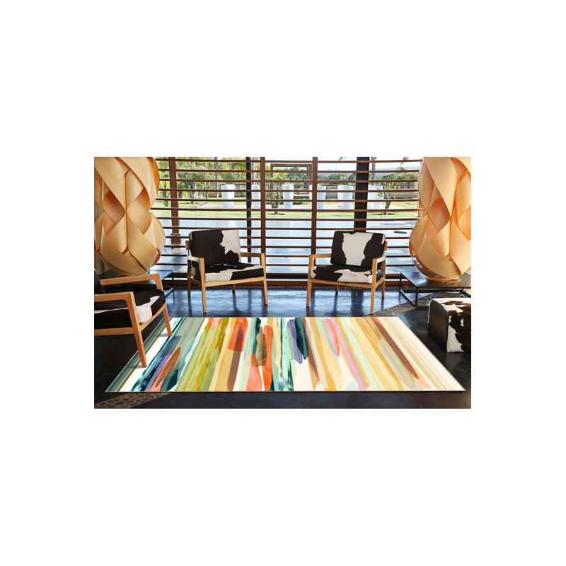 Multi Color Striped Theme Pattern Modern Decorative and Washable Area Rug, Runner 3'3" x 6'7"