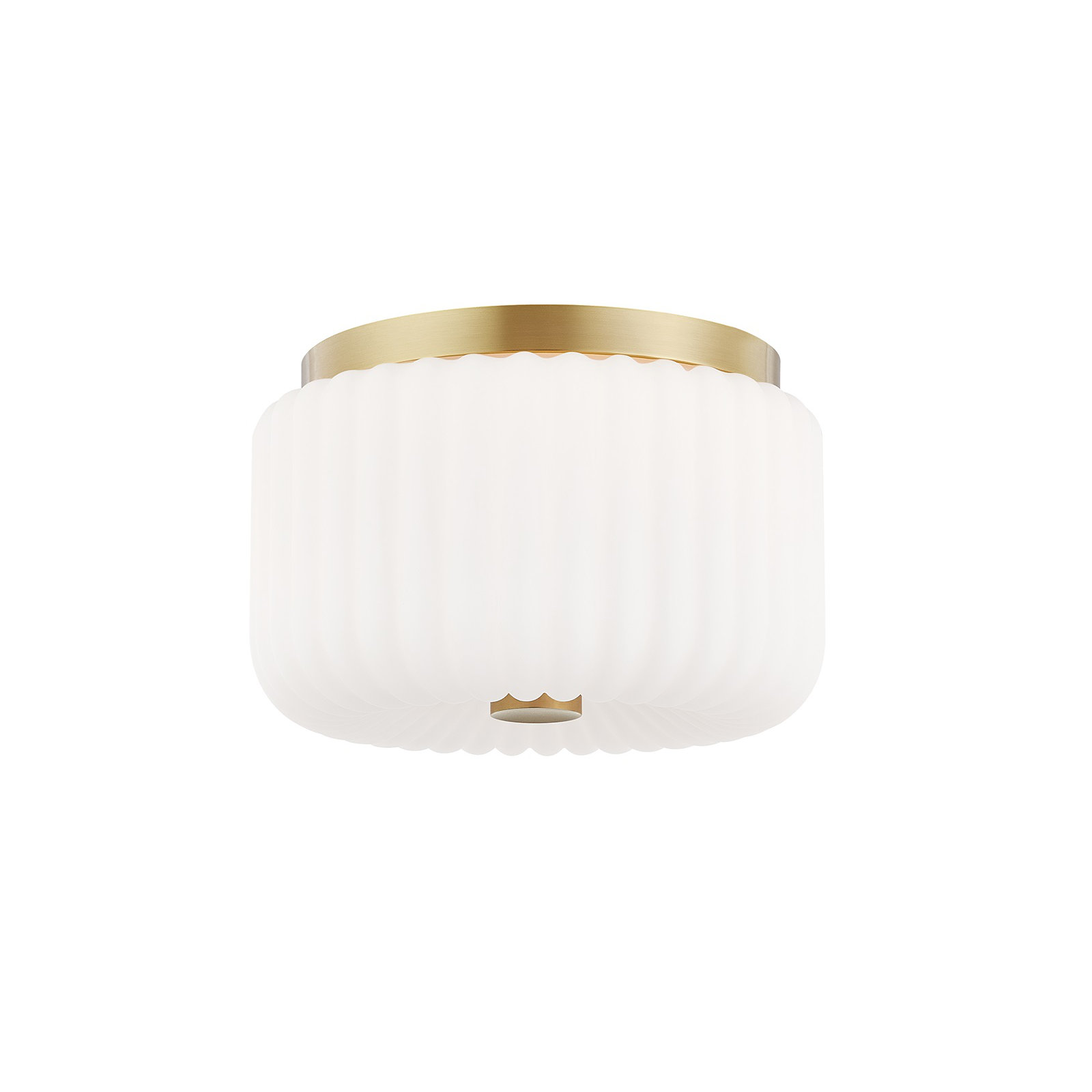 Willa 2 Light Glass Flush Mount, Aged Brass