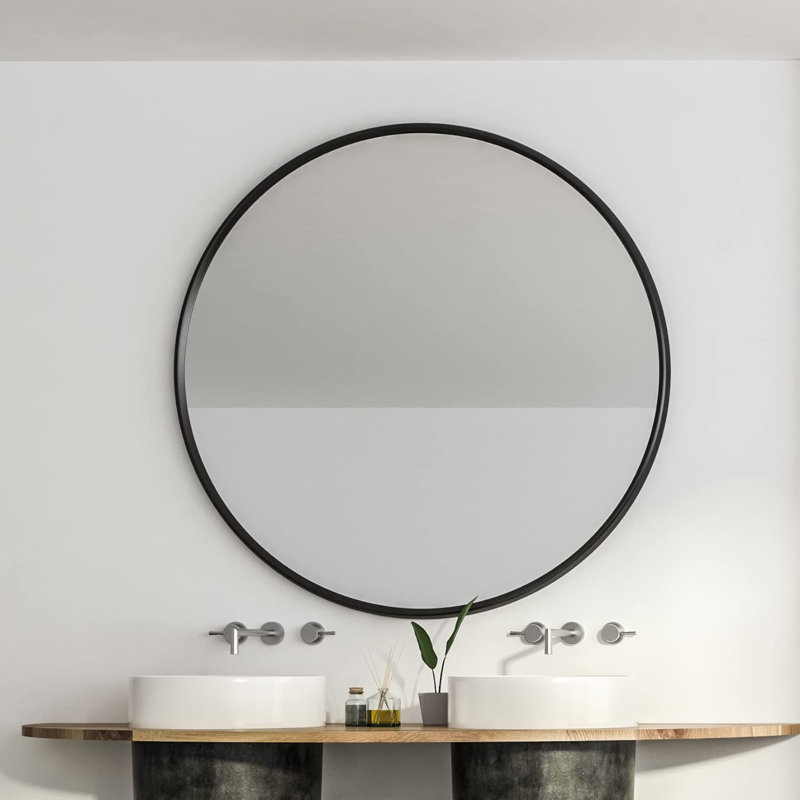 Miroir de salle de bain 39 po., Noir, 39 po x 39 po