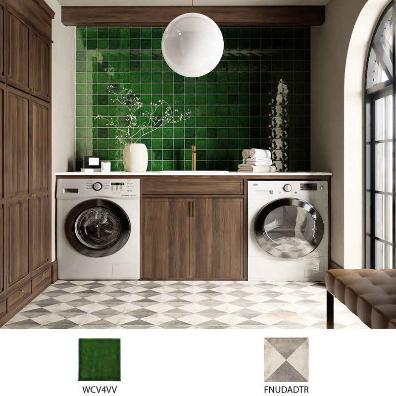 Viva Antic Handmade 4" x 4" Ceramic Tile, Green